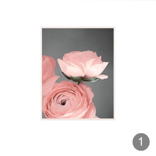 Modern Canvas Art PrintBlush Pink and Grey Flower
