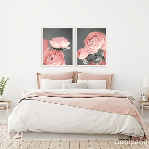 Modern Canvas Art PrintBlush Pink and Grey Flower