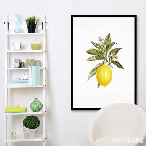 Nordic Art Fruit Lemon Canvas Painting Abstract