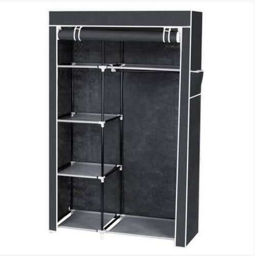 64" Portable Closet Storage Organizer Wardrobe Clothes Rack with